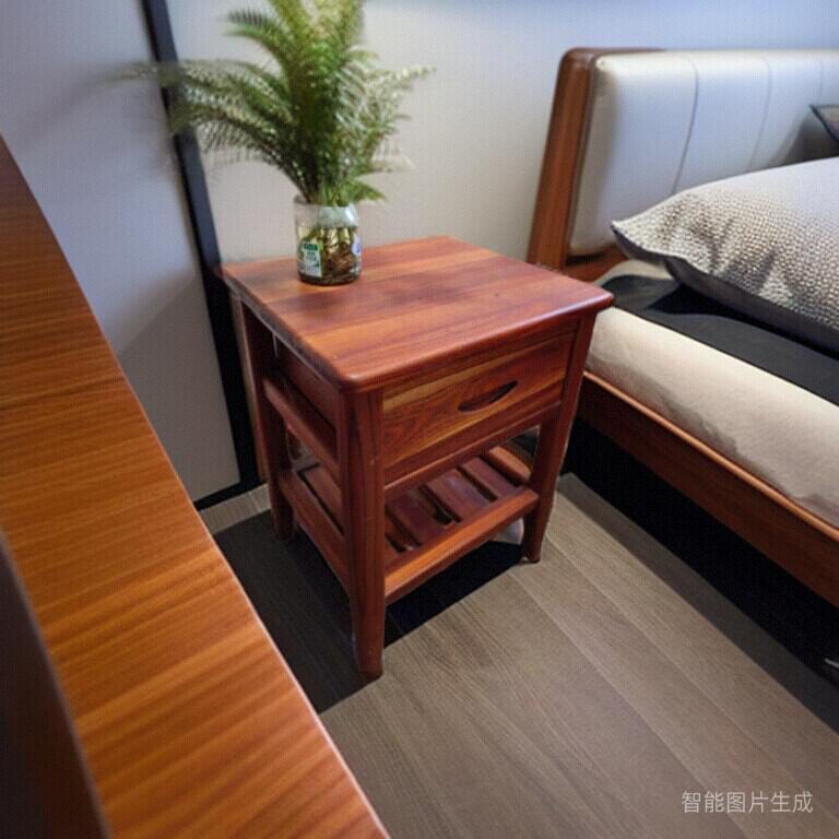 佳木天成红香椿木纯实木床头柜单抽屉双抽屉现代美式款红椿木
