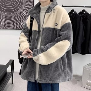 羊羔绒外套男士冬季加绒加厚保暖棉袄潮流学生宽松立领情侣棉衣服