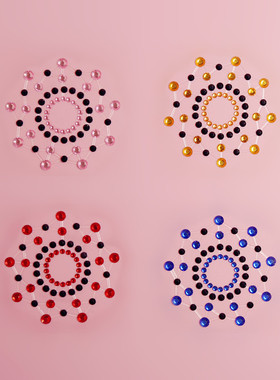 彩色太阳花 水钻胸贴乳贴肚脐装饰贴 亚克力纹身贴钻  夜店情趣