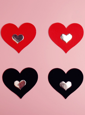 新 绒布 黑/红色双心布胸贴性感防凸点走光乳贴 一次性乳晕贴