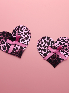 玫粉蝴蝶结豹纹胸贴 一次性烫金布乳头贴 个性性感胸贴 迷彩乳贴