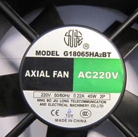 AXIAL FAN AC220V G18065HA2BT 220V 50/60HZ 0.22A 45W 2P 风扇