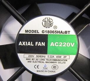 AXIAL FAN AC220V G18065HA2BT 220V 50/60HZ 0.22A 45W 2P 风扇