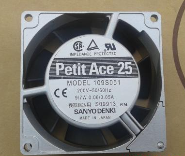 109S051 AC200V 9/7W 原装日本三洋SANYO 80*80*25MM铝框交流风扇