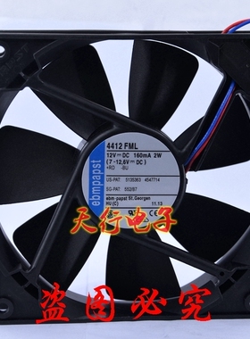 全新原装德国ebmpapst风扇专售TYP 4412FM 12V 3.2W 120x120x25mm