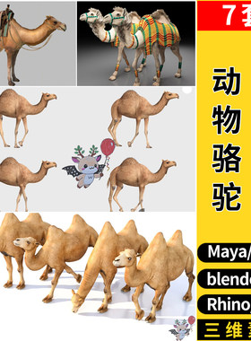 blender动物骆驼C4D/Rhino犀牛SU/MAYA/3dmax模型FBX OBJ格式素材