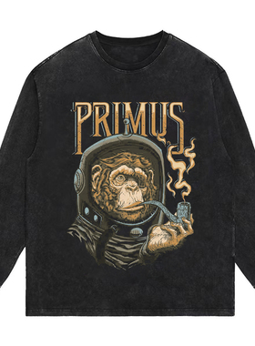 Primus乐队 重磅美式复古vintage水洗做旧长短袖T恤男女卫衣男女