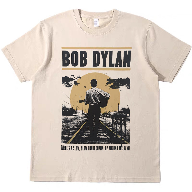 bob dylan鲍勃迪伦 美式纯棉T恤复古vintage男女宽松情侣短袖tee