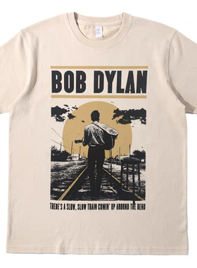 bob dylan鲍勃迪伦 美式纯棉T恤复古vintage男女宽松情侣短袖tee