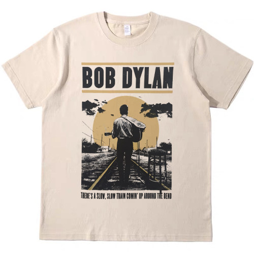 bob dylan鲍勃迪伦 美式纯棉T恤复古vintage男女宽松情侣短袖tee