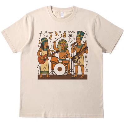 埃及摇滚乐队 趣味美式复古vintage短袖男女情侣T恤纯棉tee shirt