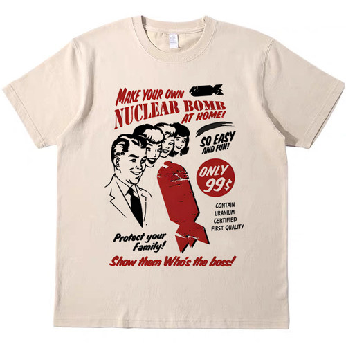 美式插画趣味搞怪 古着复古vintage短袖男女情侣T恤纯棉teeshirt