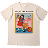 再见混蛋插画创意趣味美式 bf男女情侣T恤纯棉t原创tshirt 复古短袖