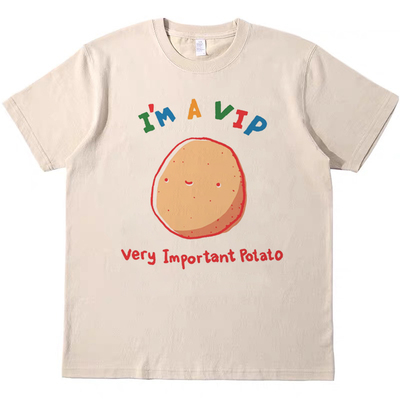 重要的土豆 复古趣味美式vintage短袖bf男女情侣T恤纯棉teeshirt