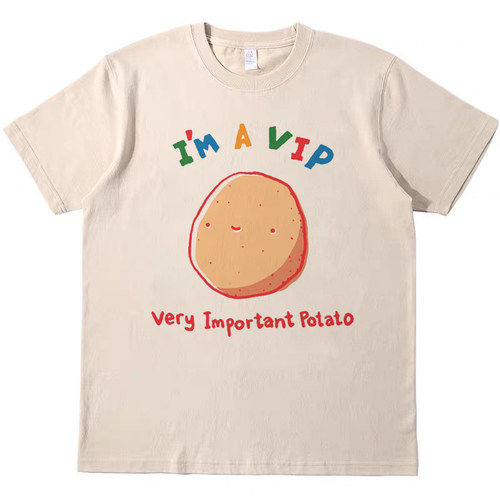 重要的土豆 复古趣味美式vintage短袖bf男女情侣T恤纯棉teeshirt