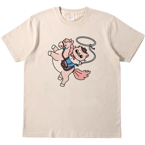 猫猫牛仔 趣味可爱古着百搭T恤复古vintage男女宽松纯棉短袖tee