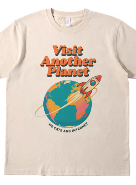去另一个星球 直喷印花T恤复古vintagetee男女宽松休闲短袖tshirt