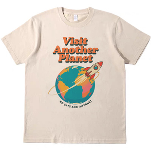 去另一个星球 直喷印花T恤复古vintagetee男女宽松休闲短袖tshirt