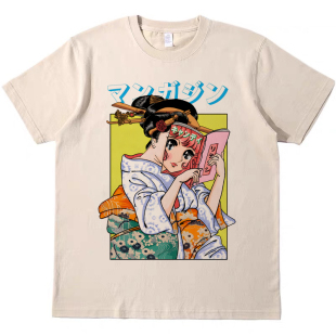 趣味搞怪浮世绘 T恤美式复古vintage纯棉男女款情侣宽松短袖tee