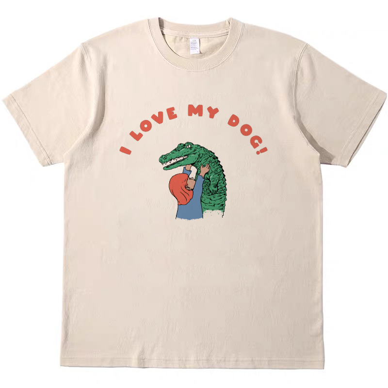 love my dog 可爱趣味美式复古vintage短袖男女情侣T恤纯棉tshirt