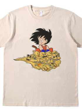 搞怪筋斗云 直喷印花T恤复古vintagetee男女宽松休闲短袖tshirt