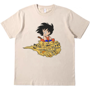 搞怪筋斗云 直喷印花T恤复古vintagetee男女宽松休闲短袖tshirt