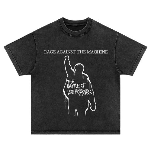 rage against the machine 重磅水洗做旧纯棉宽松长短袖t恤卫衣