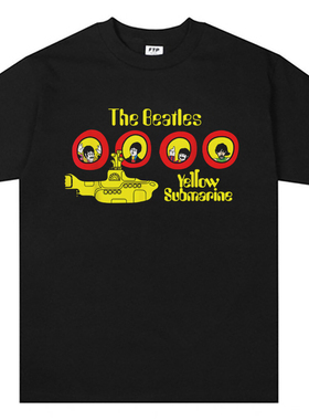 黄色潜水艇 beatles披头士 T恤复古vintage男女情侣bf纯棉短袖tee