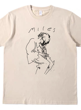 爵士乐Miles Davis古着印花T恤 复古vintage 男女宽松休闲短袖tee