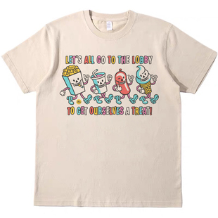 趣味快餐伙伴 直喷印花T恤复古vintagetee男女宽松休闲短袖tshirt
