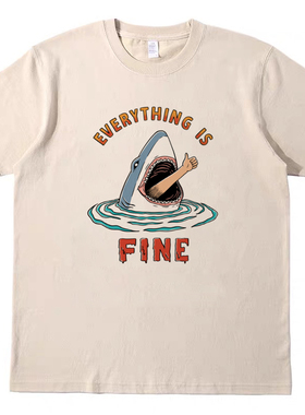 everything is fine美式T恤复古vintage男女宽松bf纯棉短袖tshirt