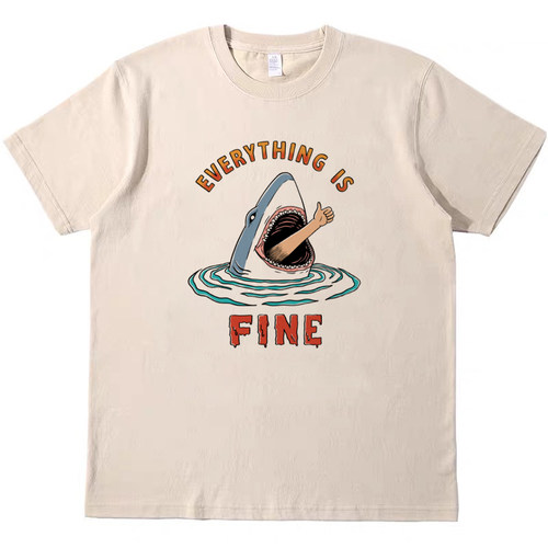 everything is fine美式T恤复古vintage男女宽松bf纯棉短袖tshirt