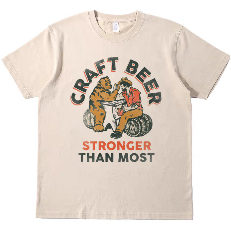 craft beer 精酿啤酒趣味印花美式T恤复古vintage男女纯棉短袖tee图片