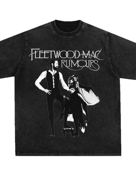FLEETWOOD MAC摇滚乐队Vintage水洗做旧复古T恤短袖美式潮流