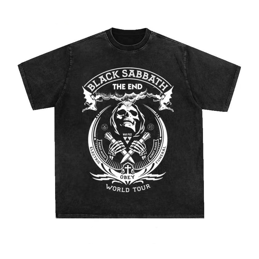 复古短袖美式水洗做旧