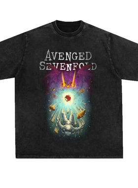 Avenged Sevenfold摇滚乐队短袖Vintage水洗做旧复古T恤美式街头