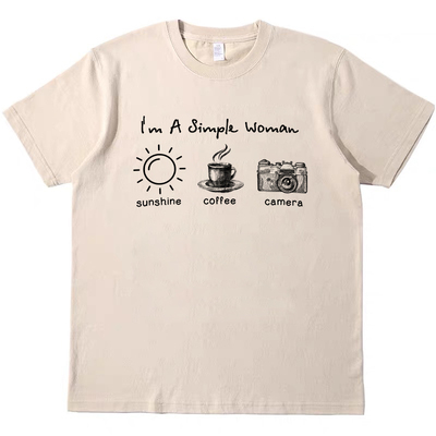 simple woman清新英文印花美式T恤复古vintage男女宽松短袖tshirt