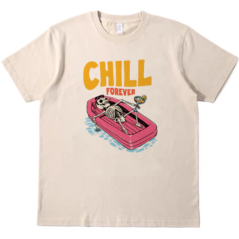 chill forever 搞怪趣味美式T恤复古vintage男女bf纯棉短袖tshirt