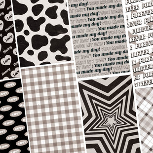 黑白光影痛包背景纸材料素材纸书籍封面背卡纸装饰手帐¥¥