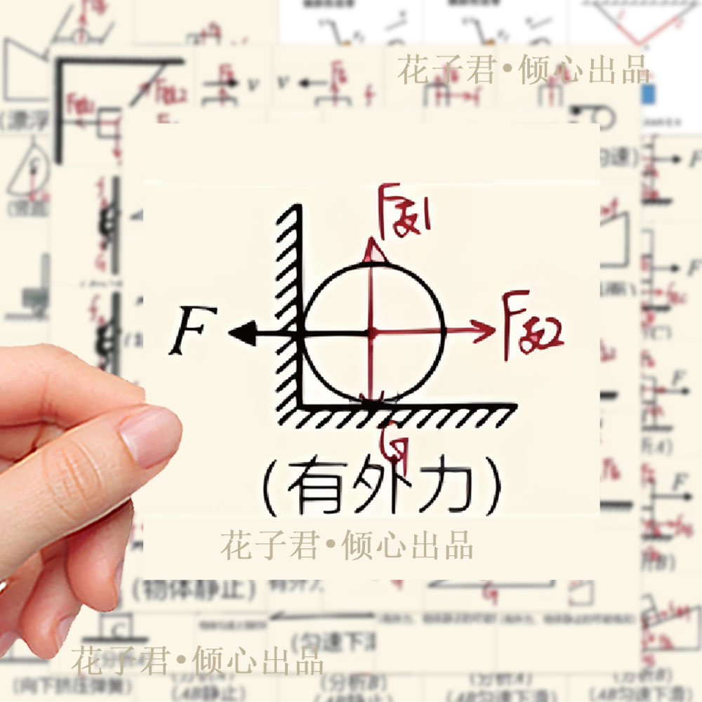 100张物理受力分析贴纸中考高考物理知识点装饰笔记本桌面DIY###