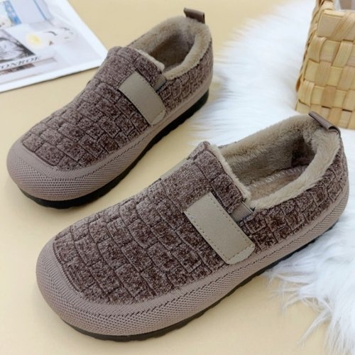 冬季新款加绒加厚女棉鞋一脚蹬妈妈棉鞋外穿平底防滑老北京布鞋