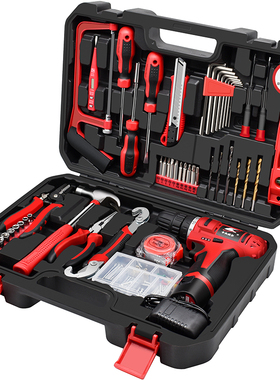 卡夫威尔109件多功能组合锂电池电钻组套家用工具箱套装P2982A