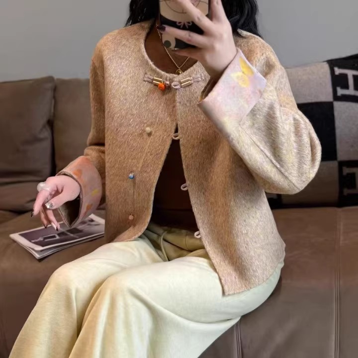 2025款小香风双面羊毛呢短外套女