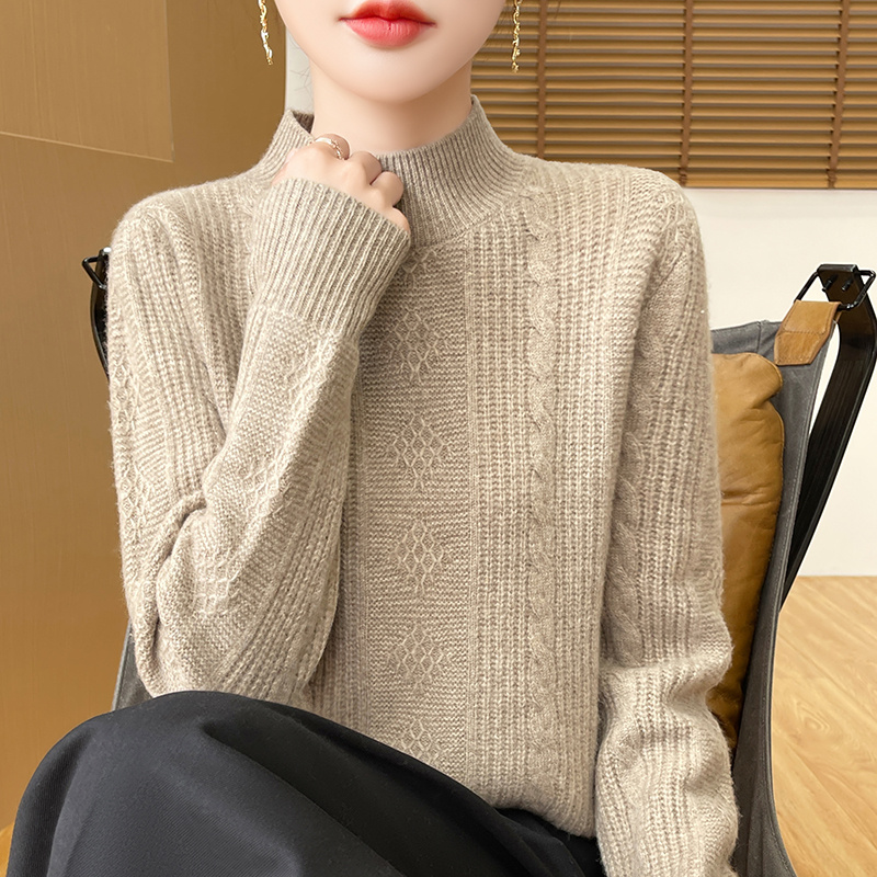 鄂尔多斯市羊绒衫女半高领羊毛衫