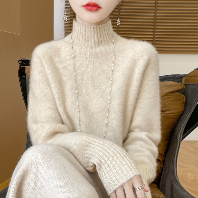 冬季加厚套头毛衣纯色羊毛打底衫