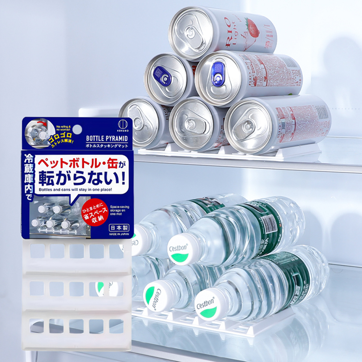 日本进口KOKUBO家用冰箱饮料收纳架冰箱易拉罐啤酒防滑整理置物架图片