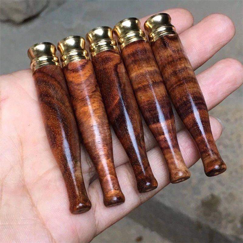 海南黄花梨烟斗 海南黄花梨木老料烟嘴海黄虎皮纹烟斗过滤器一个