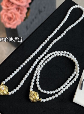 小香山茶花Baby珠项链 淡水珍珠 4-5镀真金山茶花磁吸扣 高洁淡雅