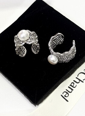 高档蕾丝戒指 气质宽版 9-10mm天然高品质淡水珍珠14k注金独家