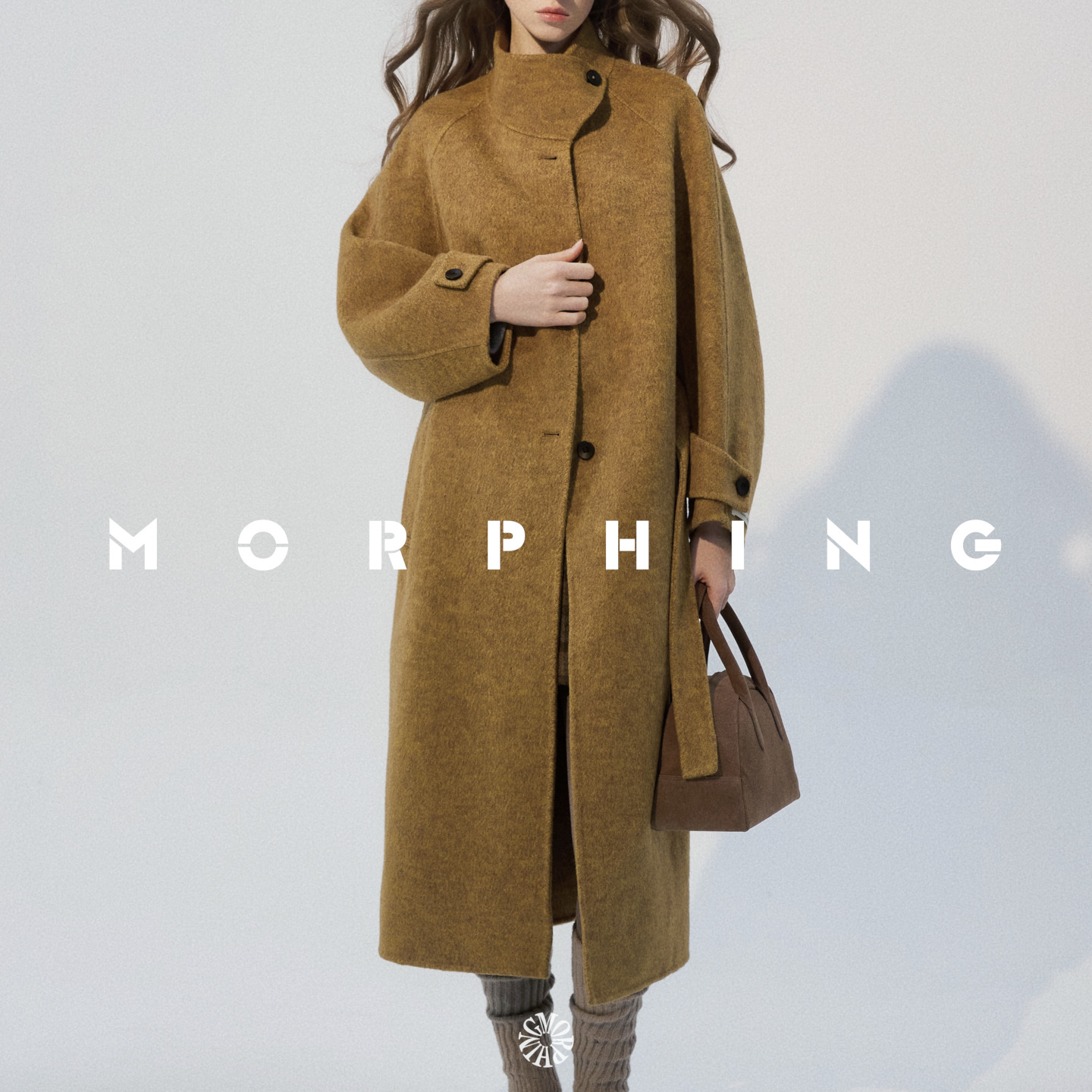 茉斐MORPHING【巴黎画廊】绵羊毛混纺立领单排扣长款羊毛双面大衣